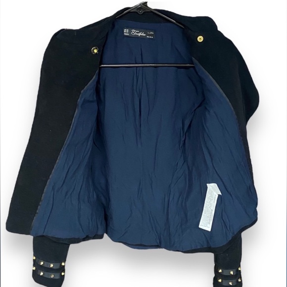 ZARA Trafaluc Spiked Cotton Velvet Asymmetrical Zip Front Utility Jacket Sz S - Picture 8 of 15